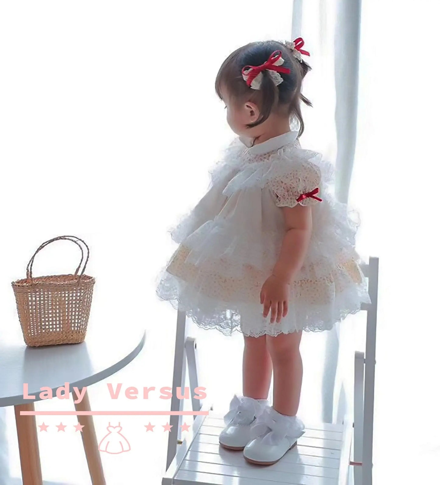 Baby Girl  Floral Lace Vintage Spanish dress / Princess  Dress / Girl Birthday dress/ Party dress /Causal Dress