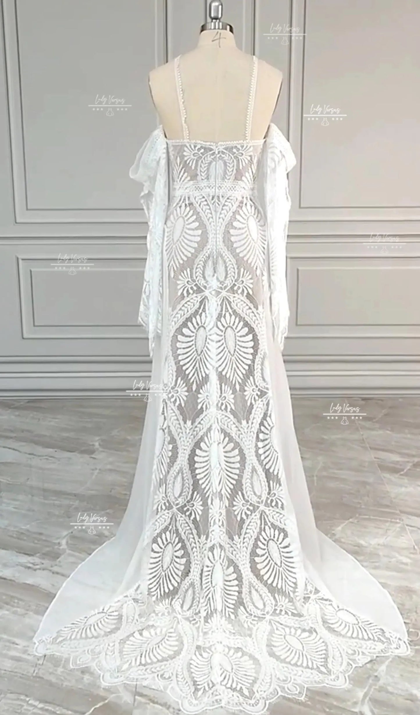 Boho Wedding Dress/ Bohemian Wedding Dress/ Beach Wedding Dress / Elegant  Lace bohemian wedding dress Lady Versus