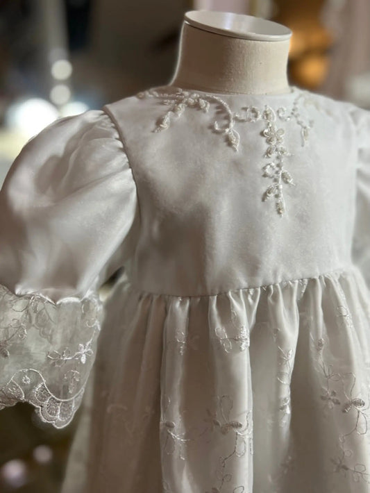 High quality Ivory hand beaded Christening baby dress  with matching bonnet/Christening Dress / Vintage style dress/ In stock Lady Versus