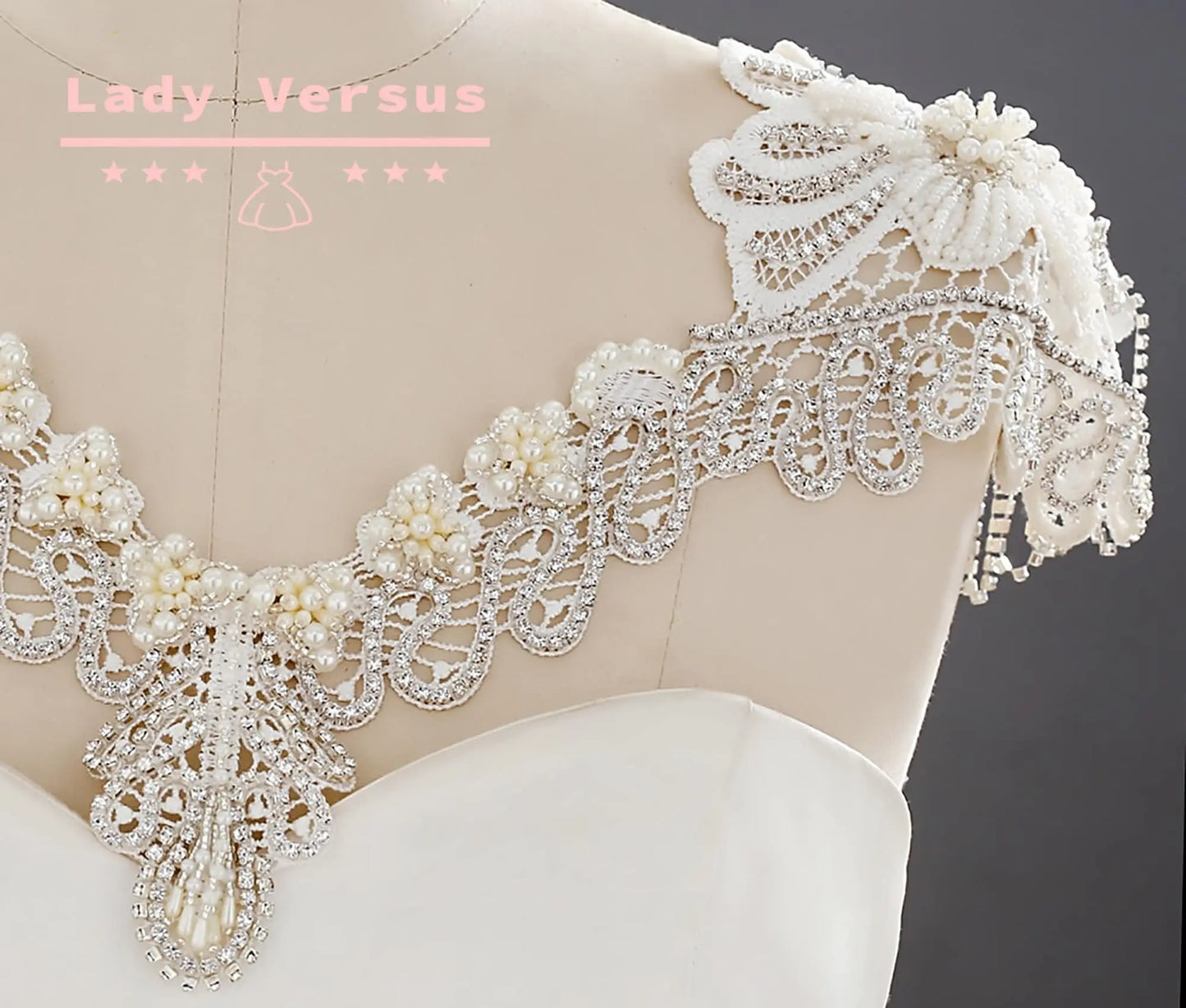 Jewelry Necklaces Shoulder, Lace and Pearl Shoulder, Wedding Shoulder, Wedding Shoulder Jewelry, Bridal Shoulder Necklace Lady Versus
