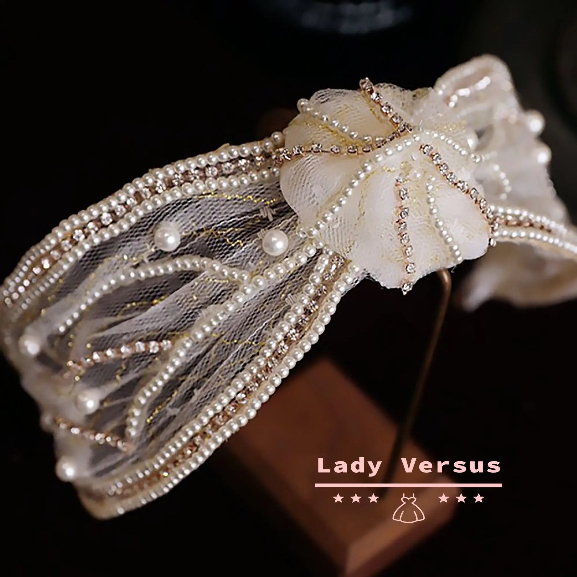 Unique Lace and Pearl Headpieces / bohemian hair tiara / Bridal Crown /Wedding Tiara/  Bridal hair Jewellery/ Photoshot hair accessories/ Lady Versus