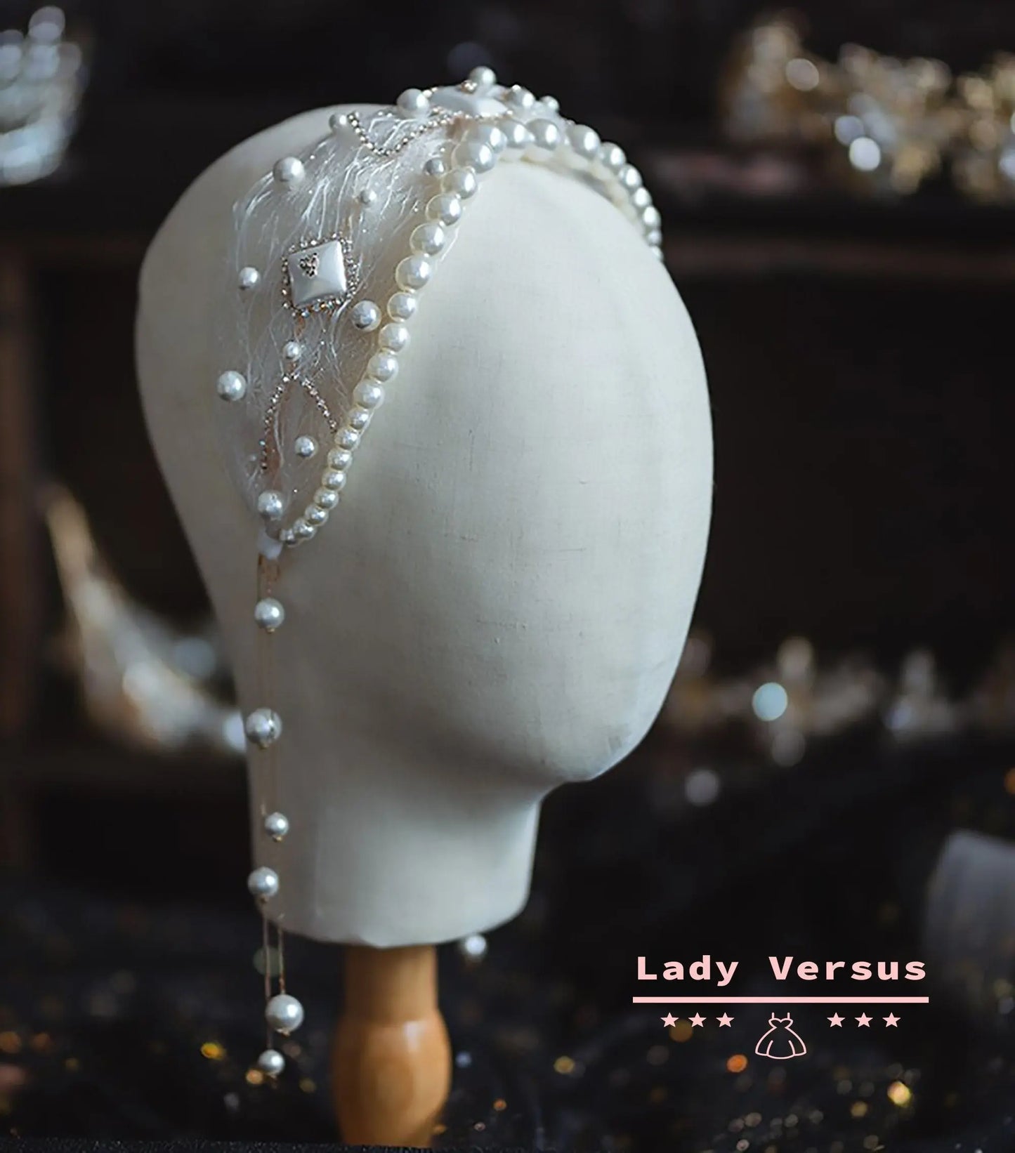 Unique Lace and Pearl Headpieces / bohemian hair tiara / Bridal Crown /Wedding Tiara/  Bridal hair Jewellery/ Photoshot hair accessories/