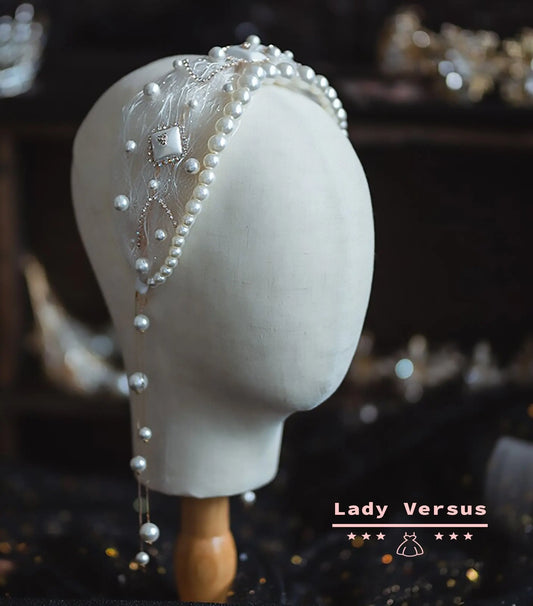 Unique Lace and Pearl Headpieces / bohemian hair tiara / Bridal Crown /Wedding Tiara/  Bridal hair Jewellery/ Photoshot hair accessories/