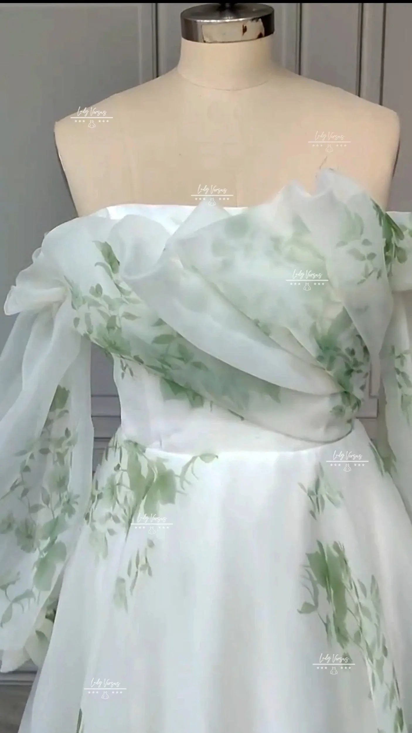 Summer green leaf chiffon  Wedding Dress /Beach wedding dress /bridal gown/Prom Dress/Evening gown/Many colors to choose