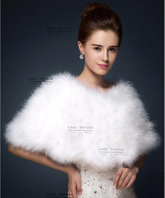 Ostrich feather shawl, Wedding feather bolero , occasion shawl, bridal cape , occasion cape, winter cape Lady Versus