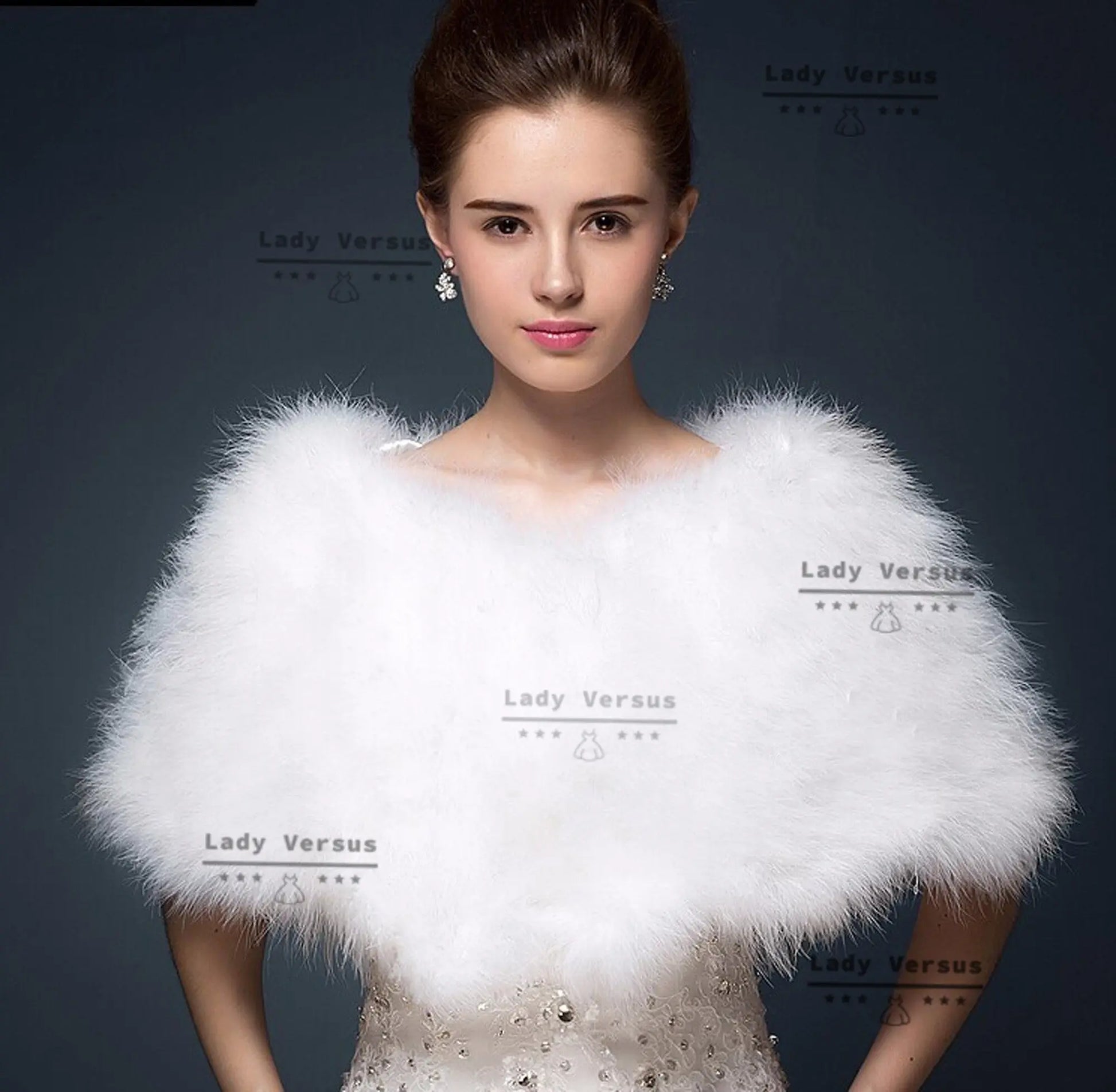 Ostrich feather shawl, Wedding feather bolero , occasion shawl, bridal cape , occasion cape, winter cape Lady Versus