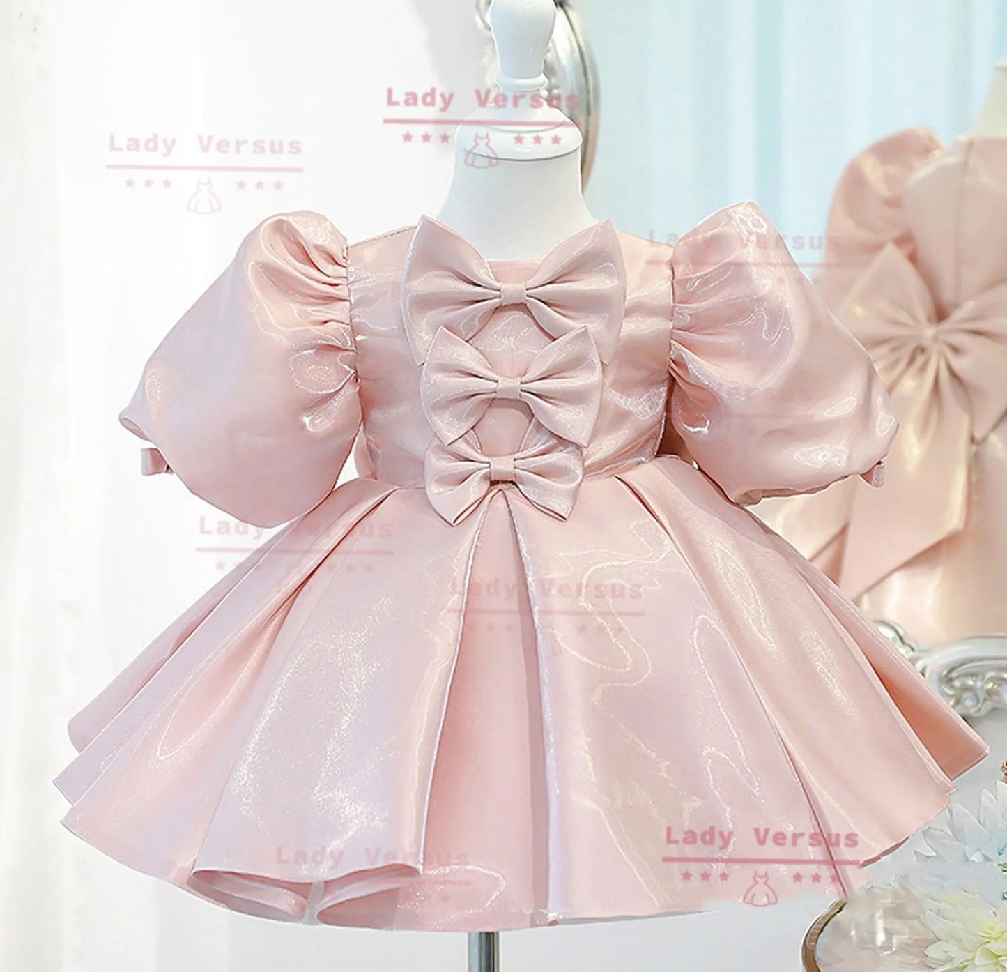 Baby Girl Baptism Dress  | Baby Girl Christening Gown | Baby Girl Baptism Outfit | girls  birthday princess gown / flower girl dress / Pink