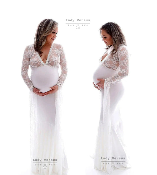White top lace maternity Dress /Maternity Boudoir dress / Lace  Maternity Dress  / Photo Props/ Pregnancy photoshoot dress