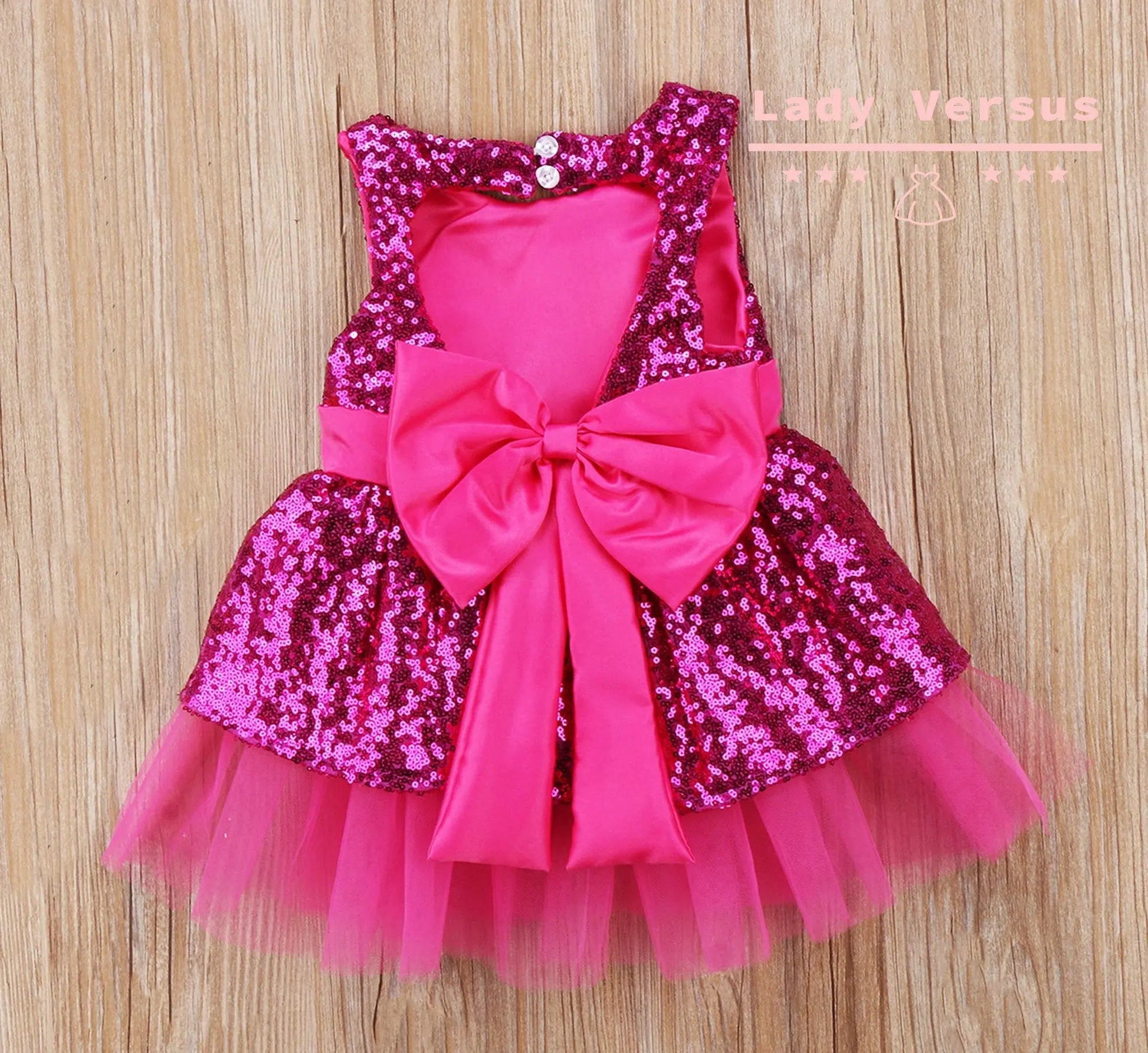 Pink 9-12 the last one  girls party dress/ Baby Girl 1st Birthday dress /  lace  Girl dress/ Flower girls dress/ Princess  dress Lady Versus