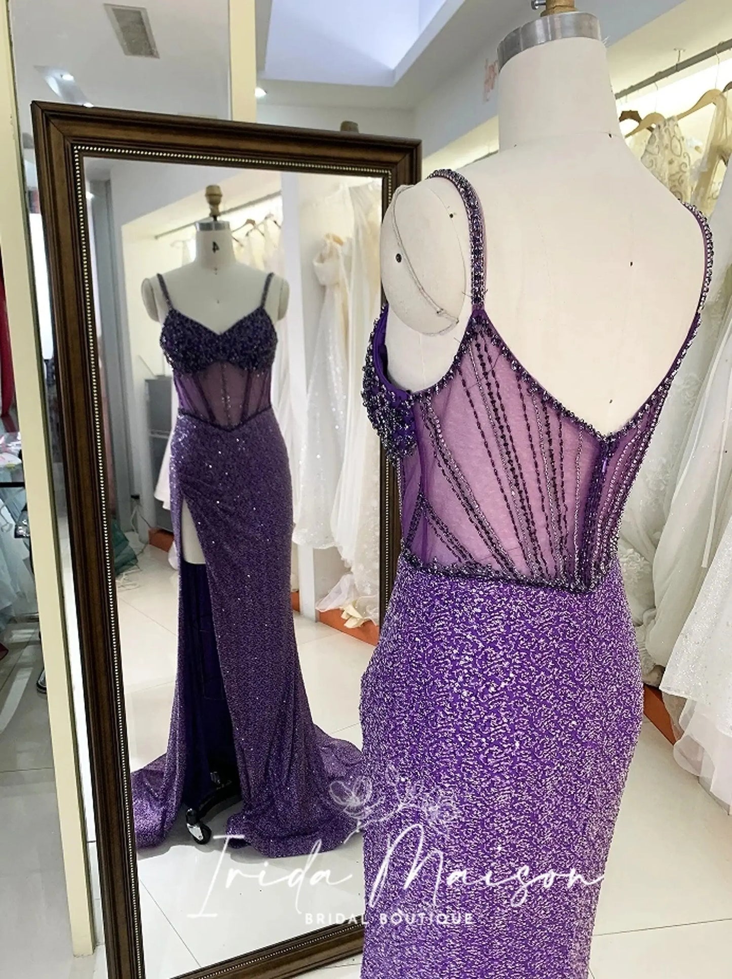 Sequin shiny high slit Prom dress, Cocktail Dress,Red Carpet Dress, Party Dress, Special Occasion Dress, Event Dress, Classy Dress