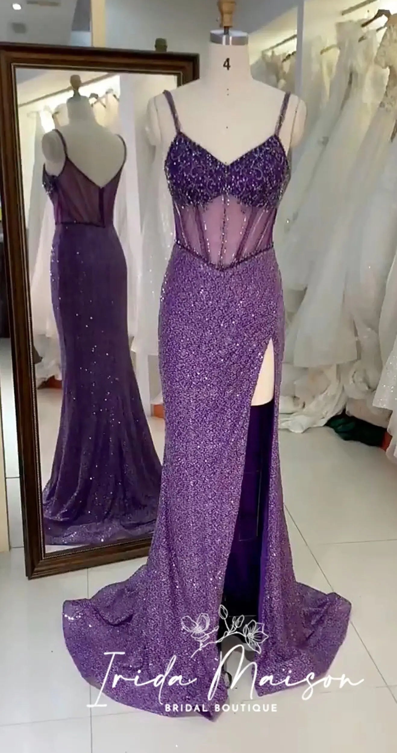 Sequin shiny high slit Prom dress, Cocktail Dress,Red Carpet Dress, Party Dress, Special Occasion Dress, Event Dress, Classy Dress