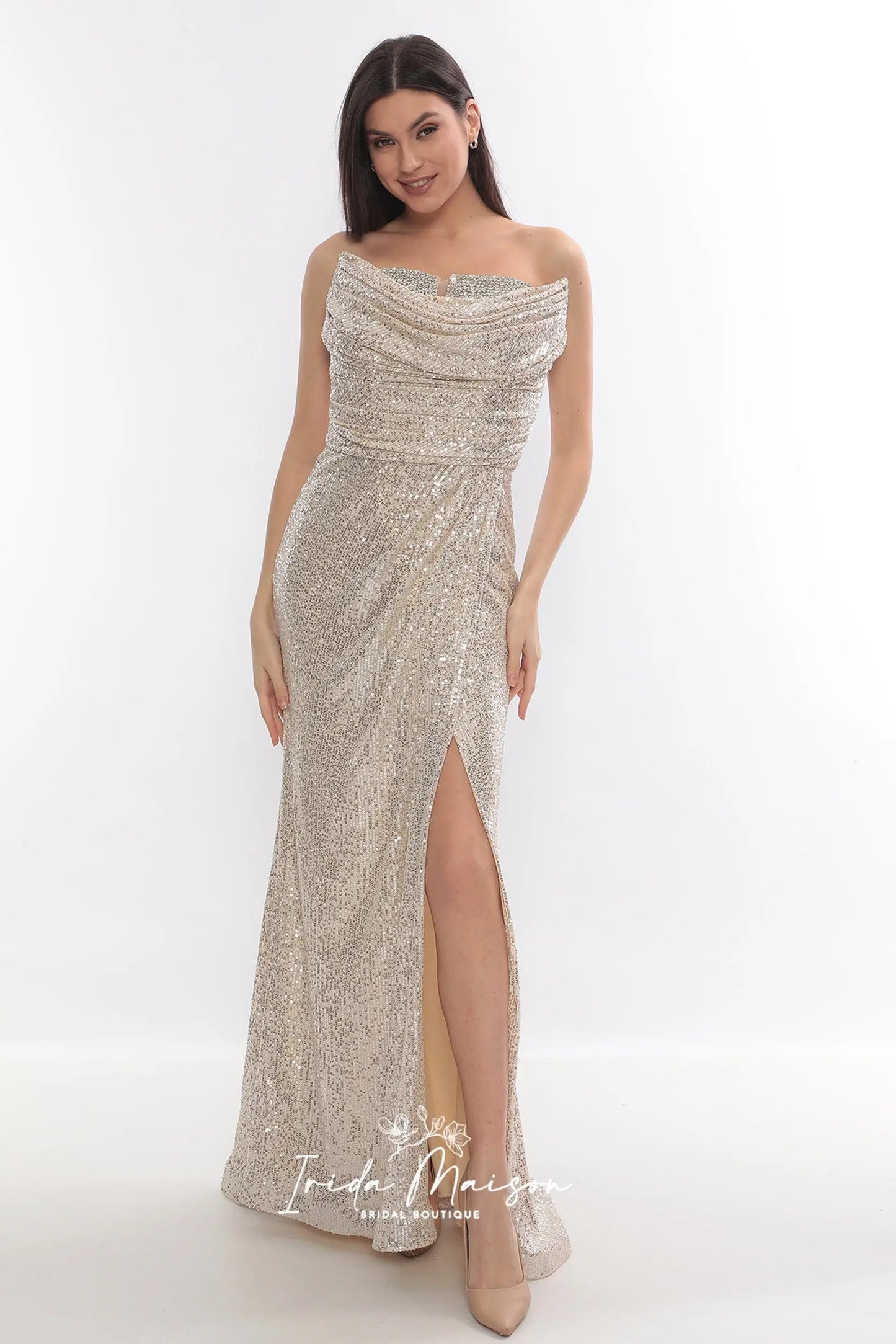 Sparkling champagne color Prom dress, Cocktail Dress, long Dress, Red Carpet Dress, Party Dress, Special Occasion Dress, Event Dress