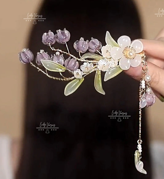 Stunning Glass Lily of The Valley, Bride Tiara, Hair pin, Bridal accessory, bridesmaid hair pin, flower girls hair peace, hair accessories