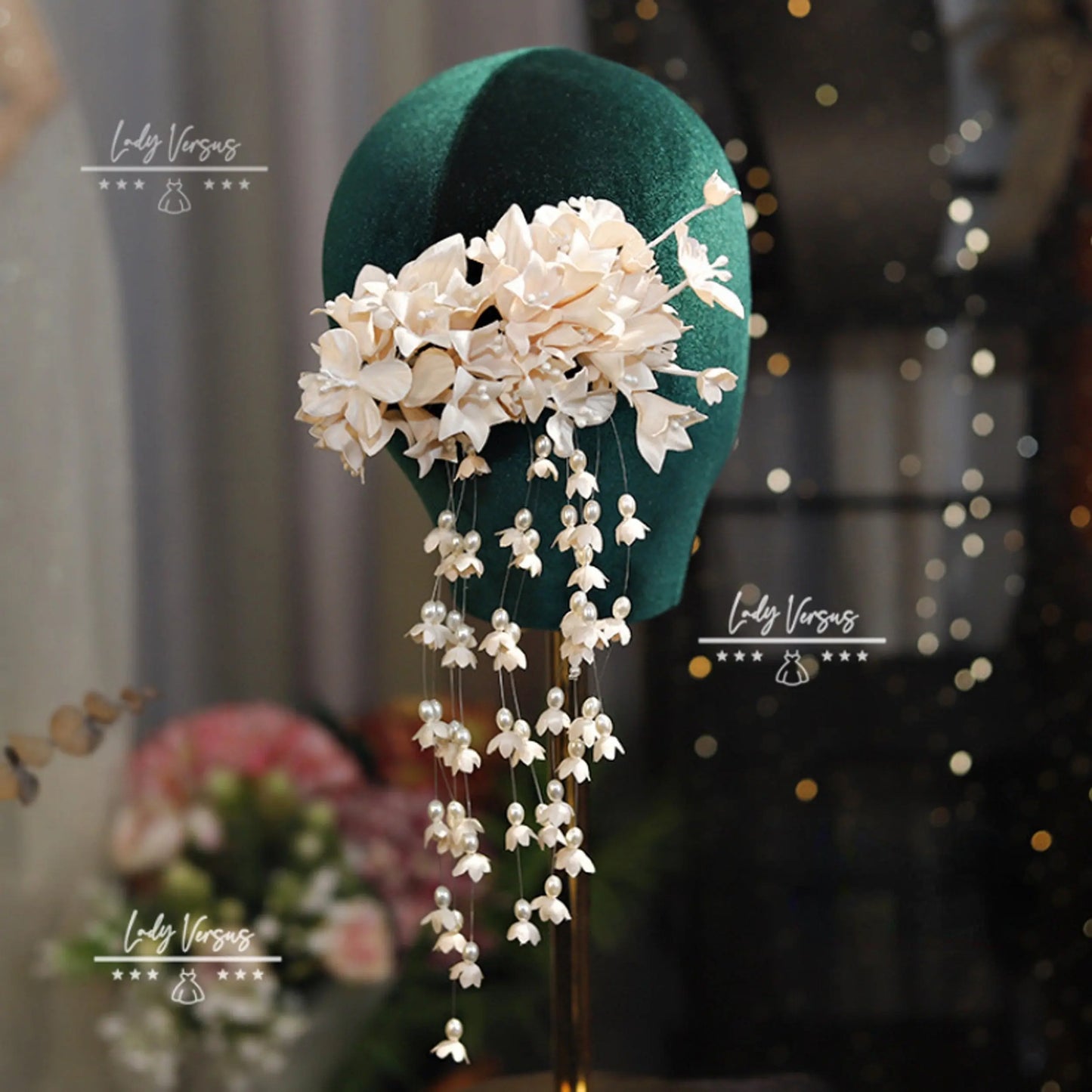 Stunning  off white flower beads Headpiece, Bride Tiara, Pearl Headband, Bridal accessory , Wedding Tiara, Photoshoot  hair accessories