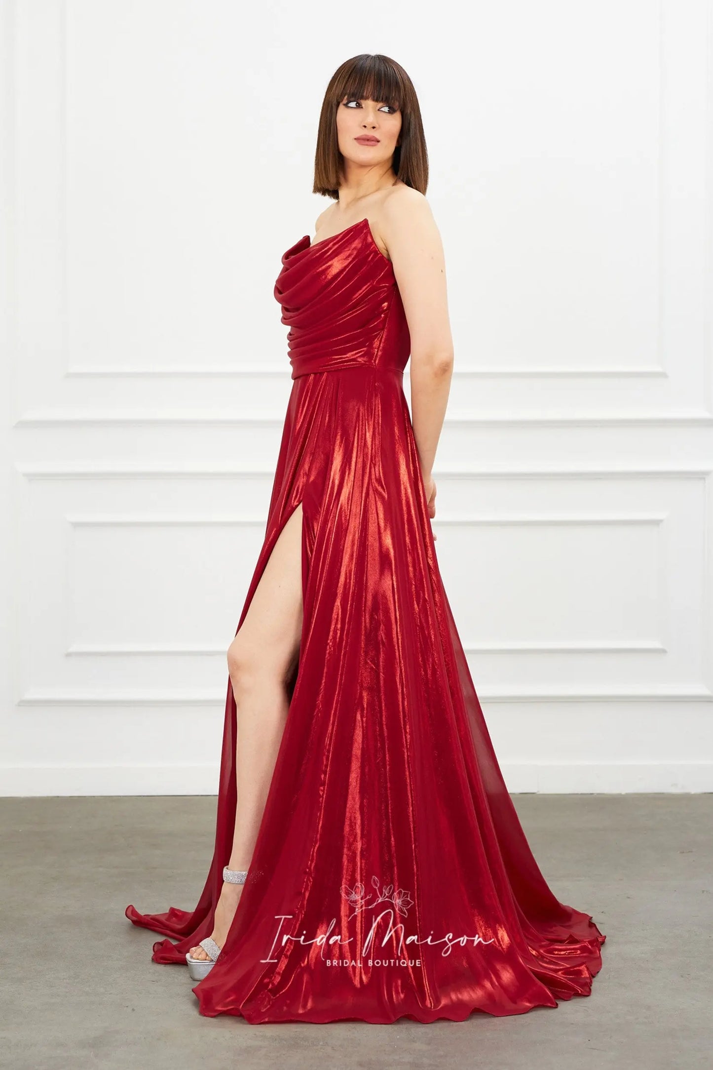 Unique Light fabric metallic long Prom dress, Cocktail Dress, long Dress, Red Carpet Dress, Party Dress, Special Occasion Dress, Event Dress