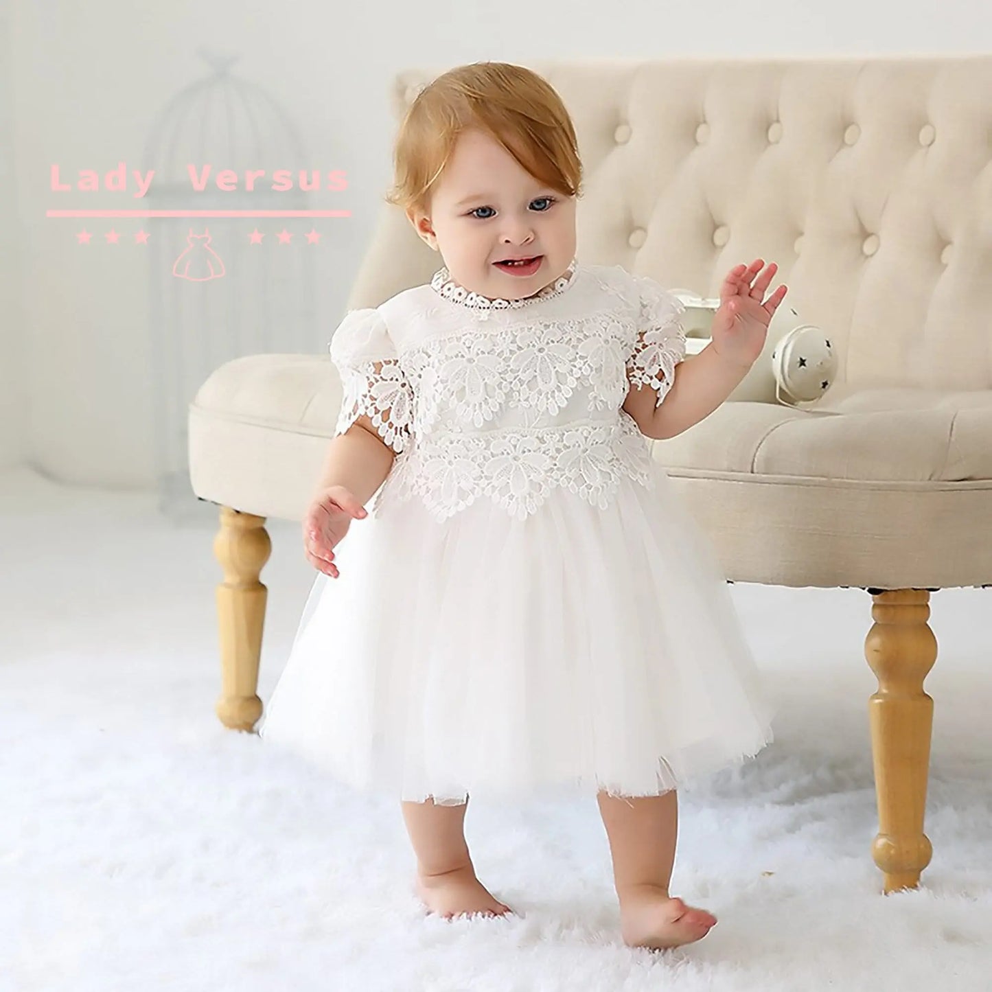 White Baby Girl Baptism Dress / Newborn Baby Girl Christening Gown/ Baby Girl Baptism Outfit/ birthday princess gown / baby white dress Lady Versus
