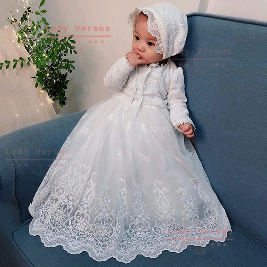 Ivory Baby girls christening dress/Baby Girl 1st Birthday/ Dress and bonnet /Flower girls dress/ Princess dress/ Birthday dress/ baptism Lady Versus