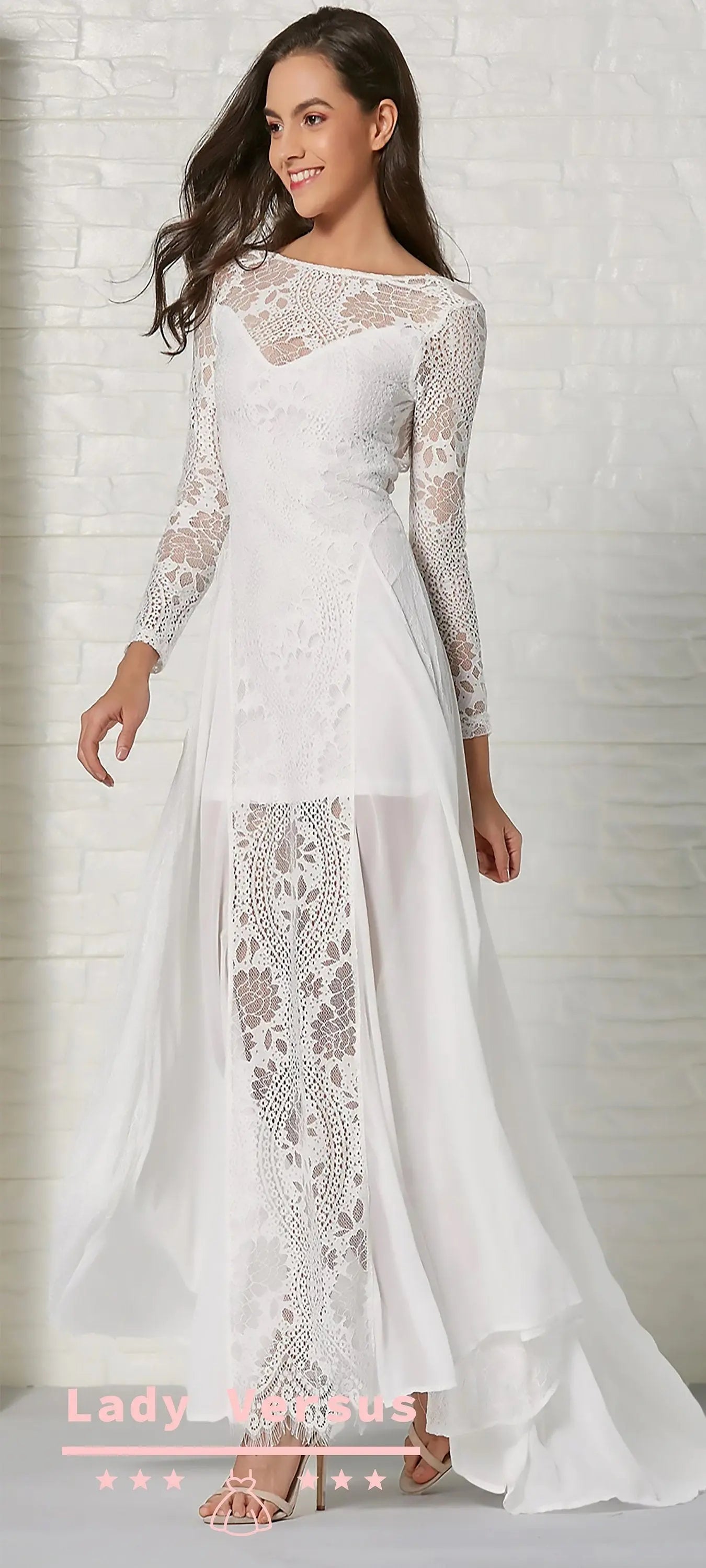 Bohemian light  Lace Wedding  Dress /Beach wedding dress /bridal gown/ bohemian dress Lady Versus