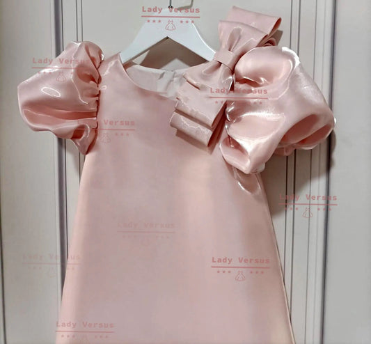 Pink shiny Girl Classy  Dress/ Baby Girl flower girls dress Gown / Baby Girl Baptism Outfit | birthday princess gown / flower girl dress Lady Versus