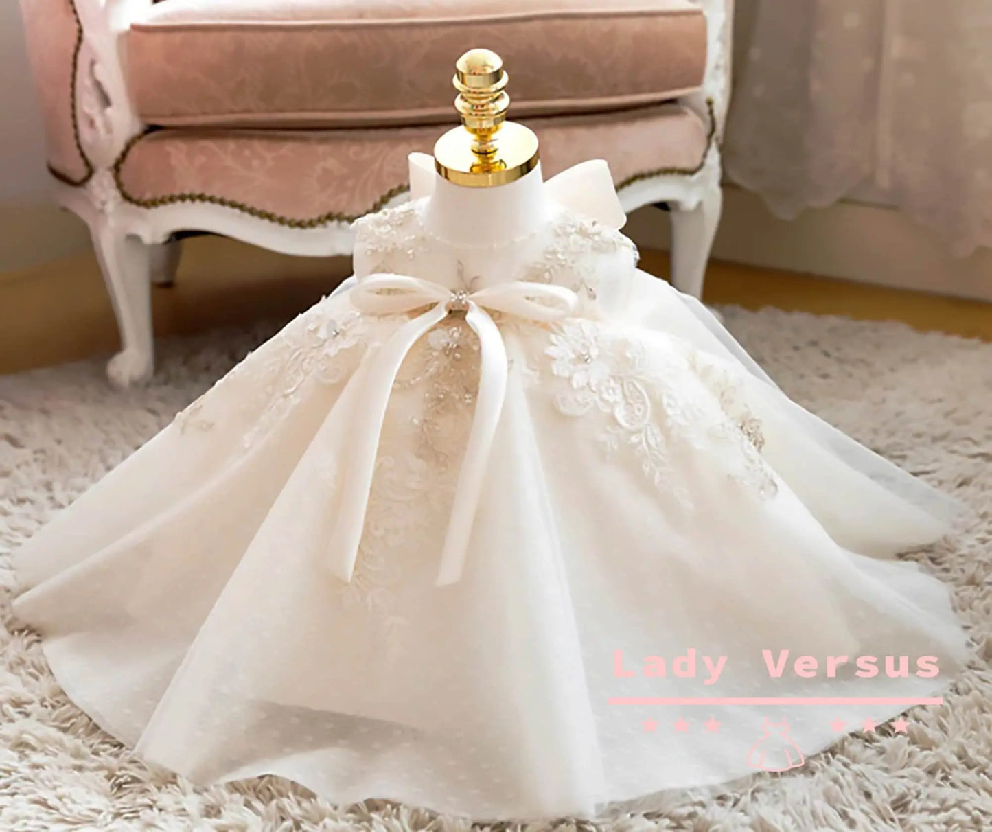 Baby Girl Baptism Dress  | Baby Girl Christening Gown | Baby Girl Baptism Outfit | girls  birthday princess gown / flower girl dress Lady Versus