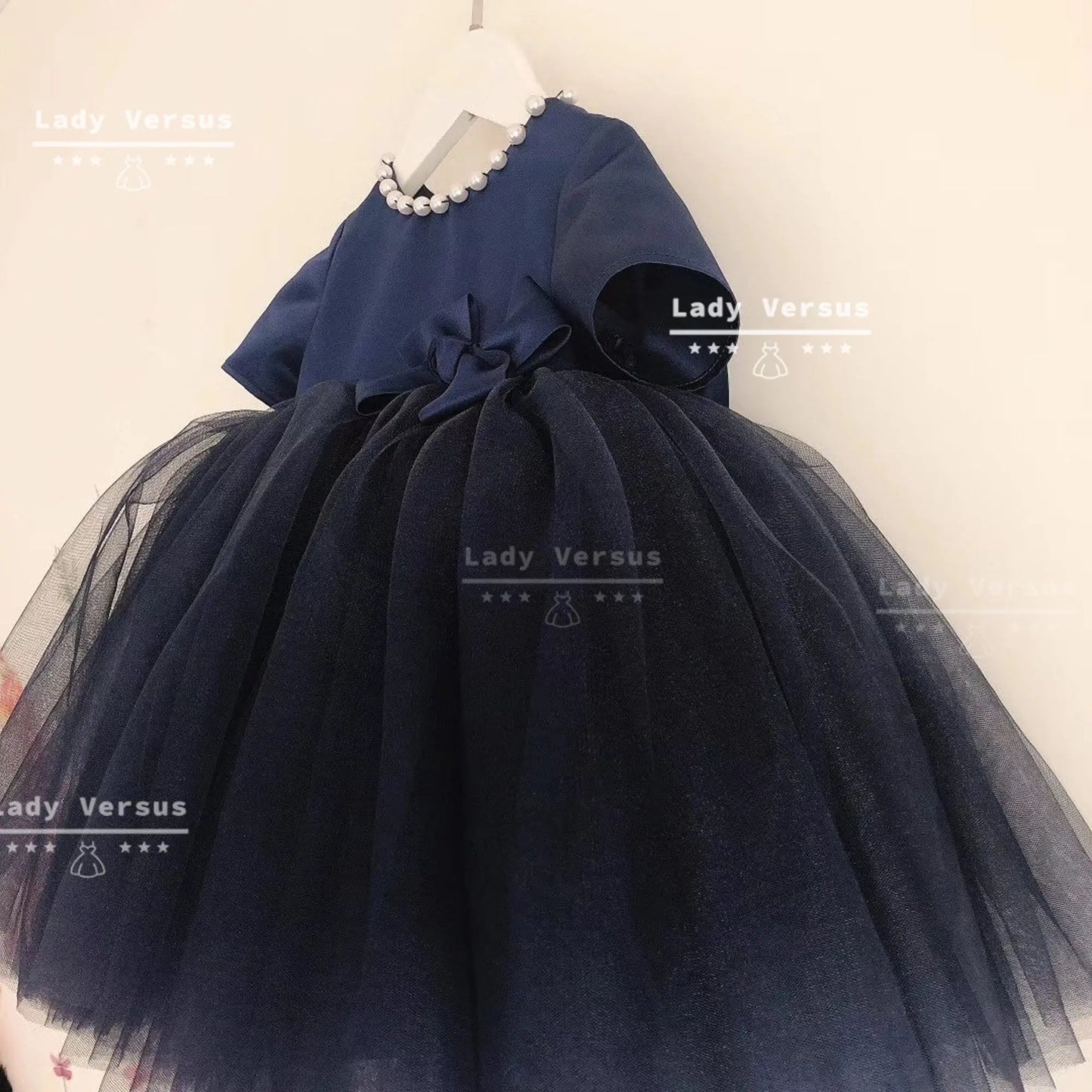 Dark blue Baby Girl dress/ Baptism Dress  / Baby Girl Christening Gown / Baby Girl Ball dress / girl birthday dress/ flower girl dress