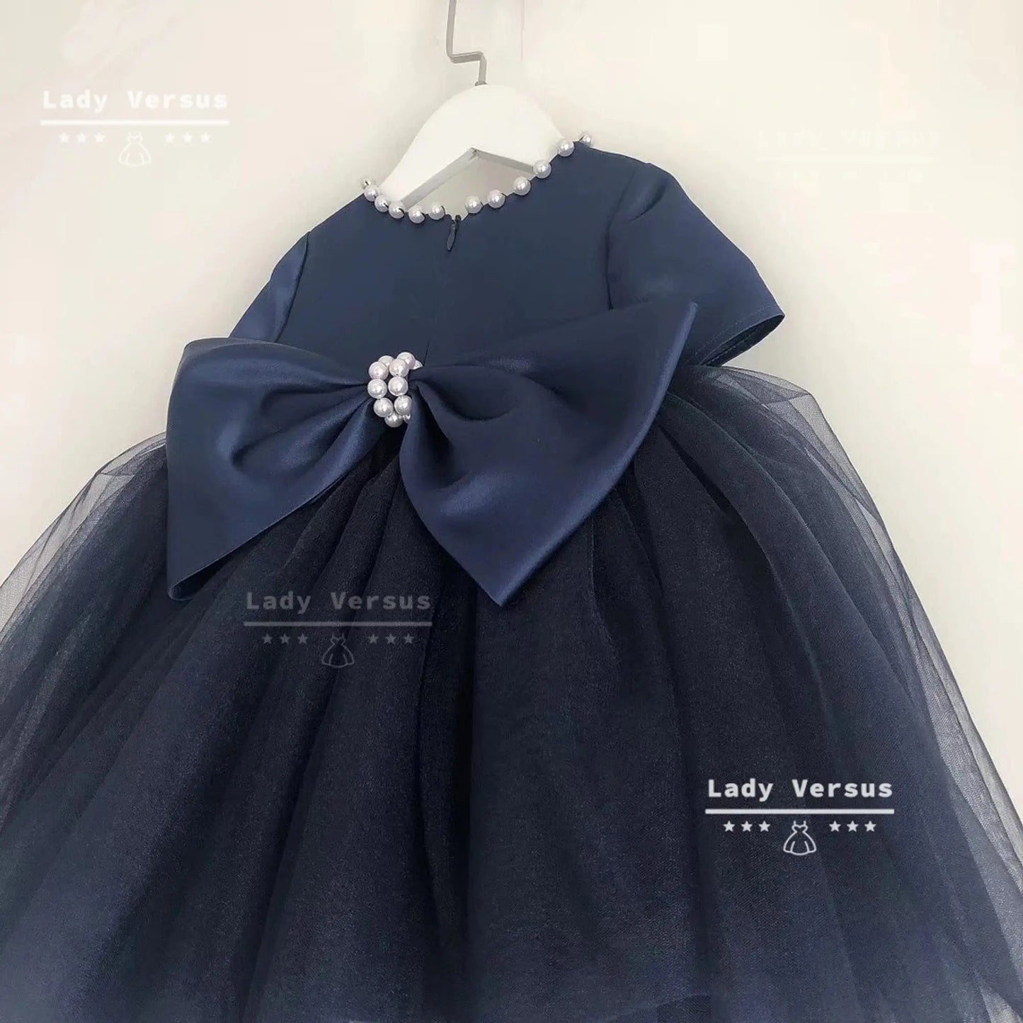 Dark blue Baby Girl dress/ Baptism Dress  / Baby Girl Christening Gown / Baby Girl Ball dress / girl birthday dress/ flower girl dress