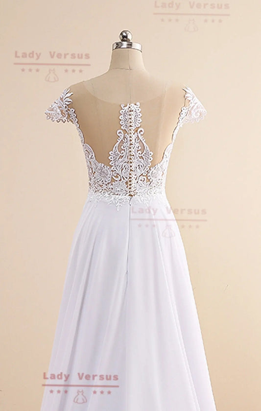 Bohemian elegant Lace Wedding  Dress /Beach wedding dress /bridal gown/ bohemian lace dress/  lace dress Lady Versus