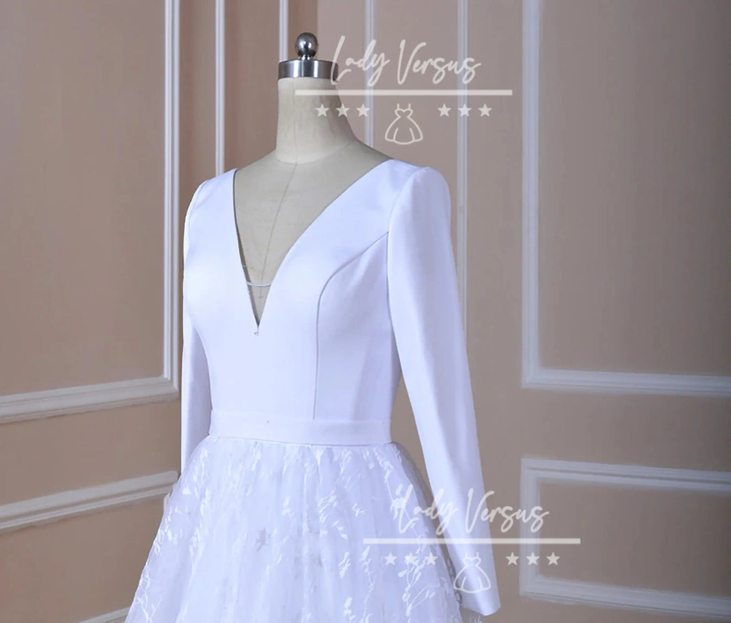 Elegant long sleeve bridal dress/ Classy Wedding  Dress /Beach wedding dress /bridal gown/ bohemian lace dress/  lace dress Lady Versus