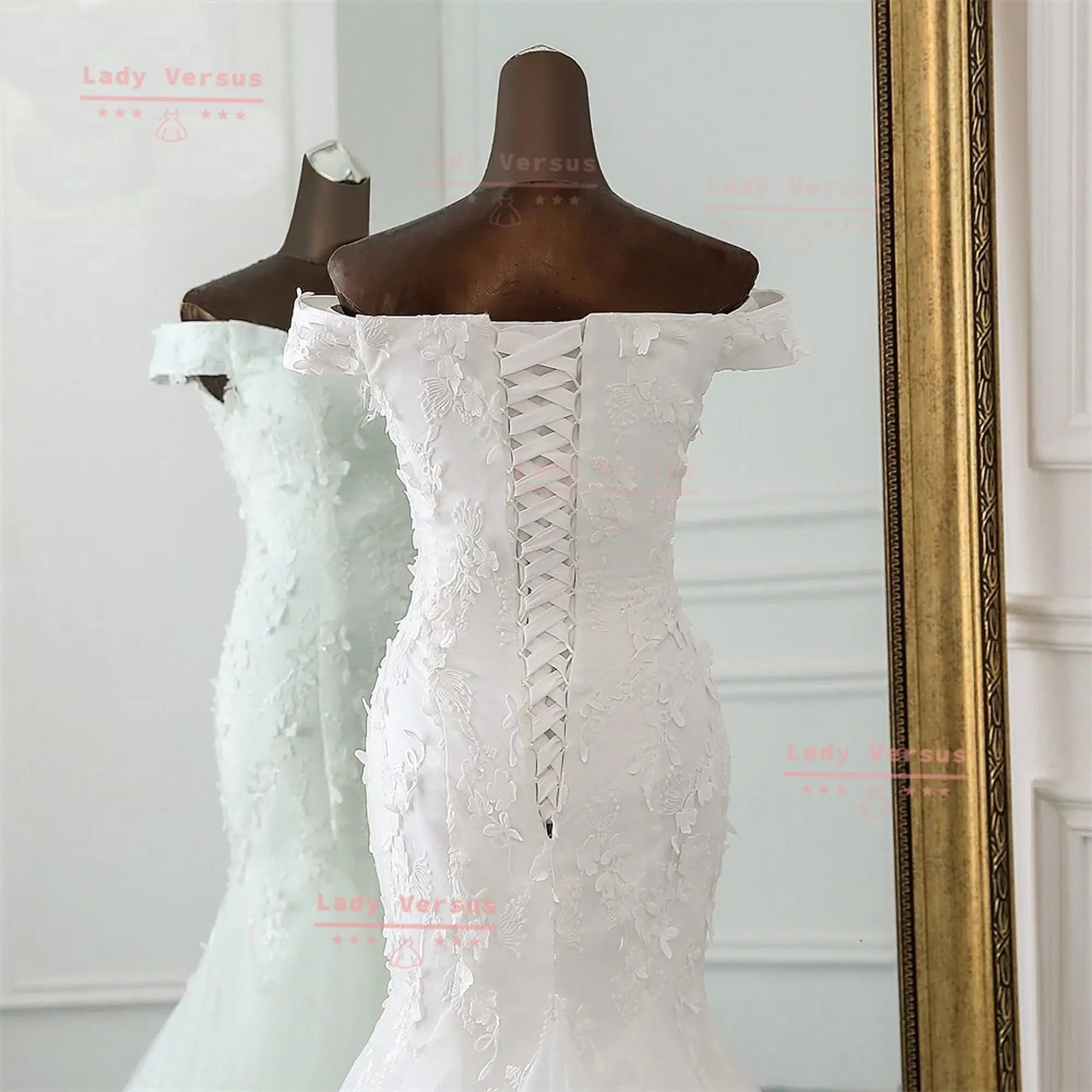 Elegant mermaid 3D flowers Wedding  Dress /Beach wedding dress /bridal gown/ bohemian lace dress/sequined lace/ mermaid wedding dress Lady Versus