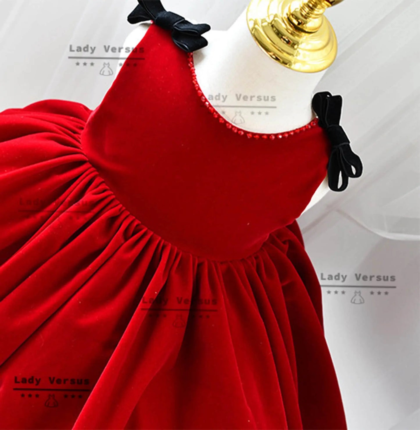Velvet dress girls dress / Red dress/ Christmas outfit/ Autumn Winter dress/ Photoshoot dress/ birthday dress/Princess dress/party dress Lady Versus