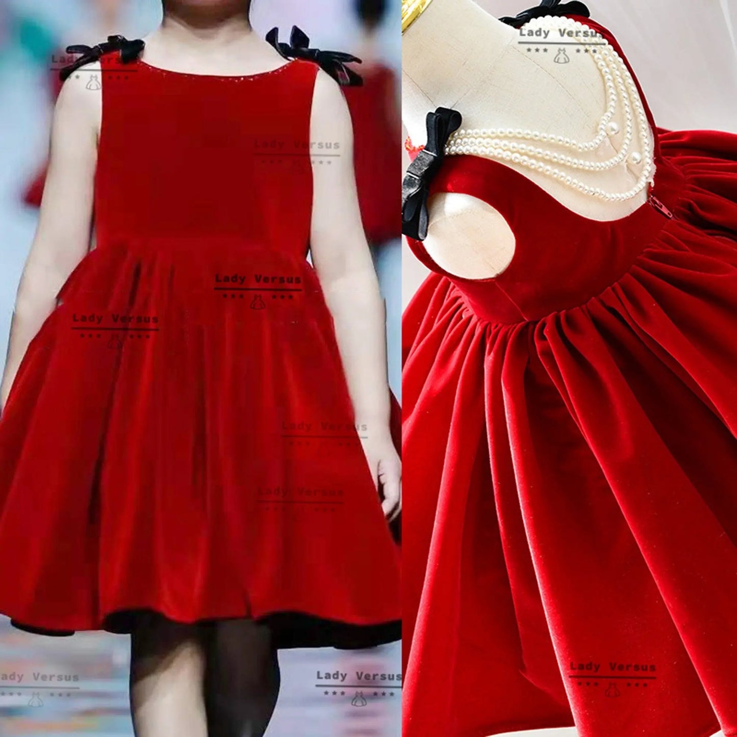 Velvet dress girls dress / Red dress/ Christmas outfit/ Autumn Winter dress/ Photoshoot dress/ birthday dress/Princess dress/party dress Lady Versus