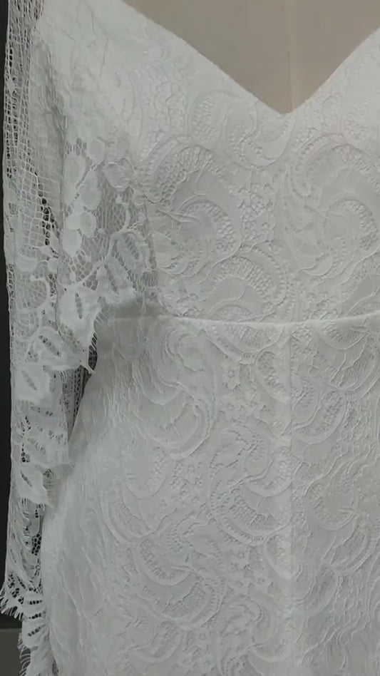Bohemian elegant Lace with cape  Wedding  Dress /Beach wedding dress /bridal gown/ bohemian lace dress/  lace dress