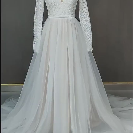 Boho Wedding Dress, Long Sleeves Dress, Bohemian Wedding Dress, Long Sleeve Wedding Dress, Lace Wedding Dress, Bridal dress