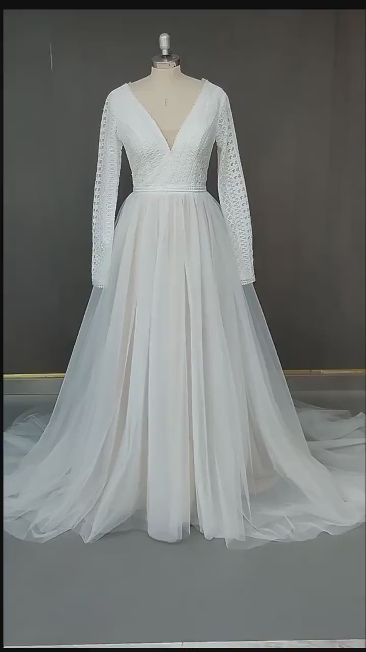 Boho Wedding Dress, Long Sleeves Dress, Bohemian Wedding Dress, Long Sleeve Wedding Dress, Lace Wedding Dress, Bridal dress