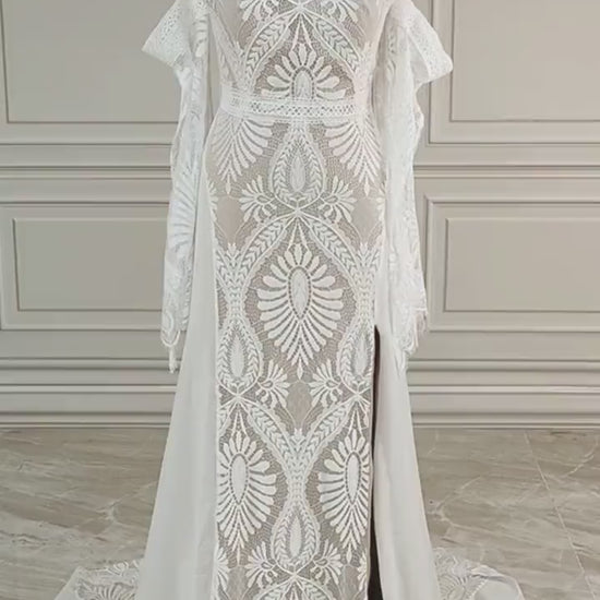 Boho Wedding Dress/ Bohemian Wedding Dress/ Beach Wedding Dress / Elegant  Lace bohemian wedding dress