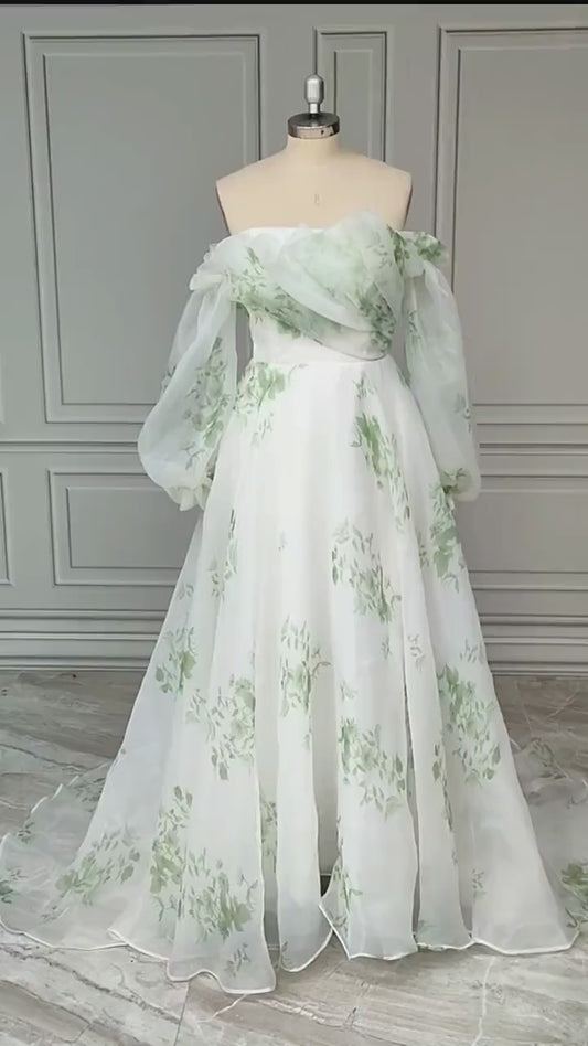 Summer green leaf chiffon  Wedding Dress /Beach wedding dress /bridal gown/Prom Dress/Evening gown/Many colors to choose