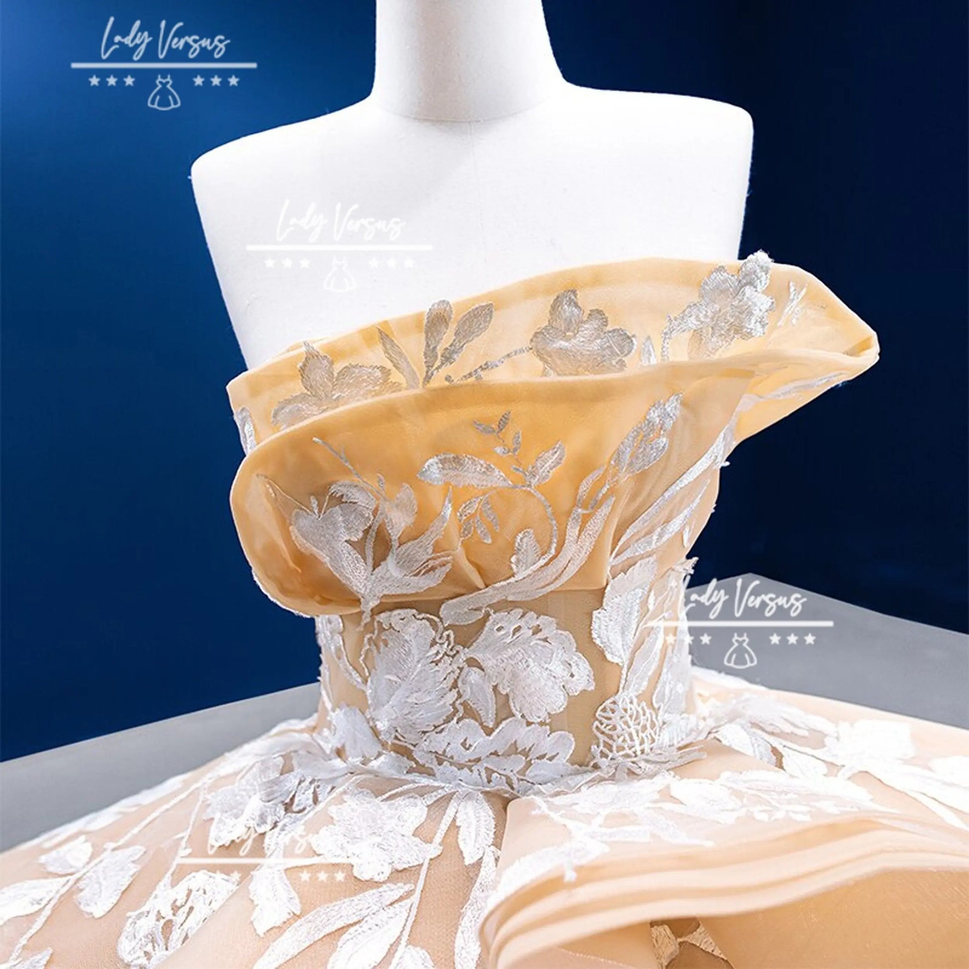 Luxury bridal princess dress/ Extravagant bridal gown/Gorgeous organza layered aplique skirt/ wedding dress/ ball gown/prom dress Lady Versus