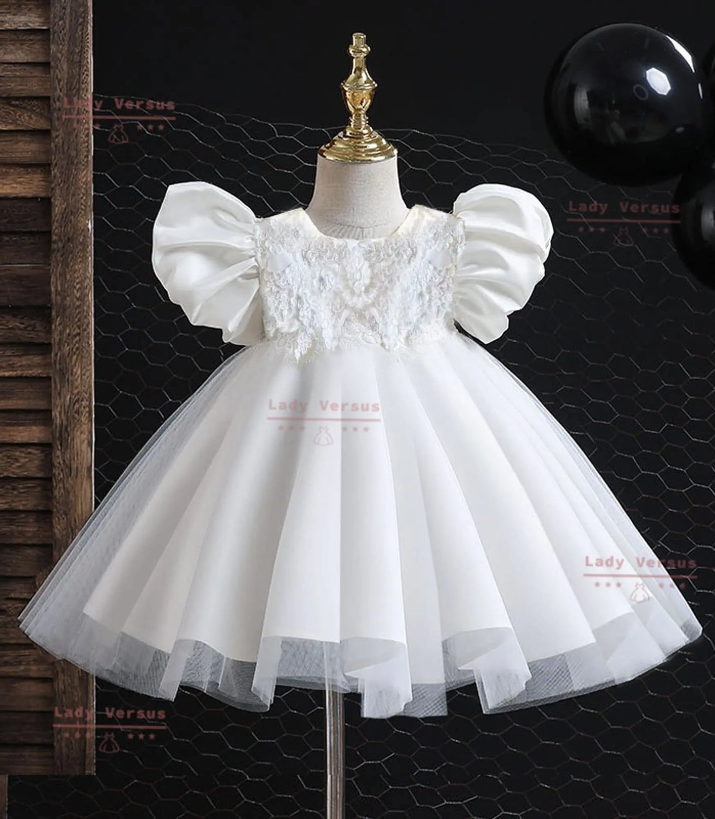 White Baby Girl Baptism Dress  | Baby Girl Christening Gown | Baby Girl Baptism Outfit | birthday princess gown / toddler white dress Lady Versus