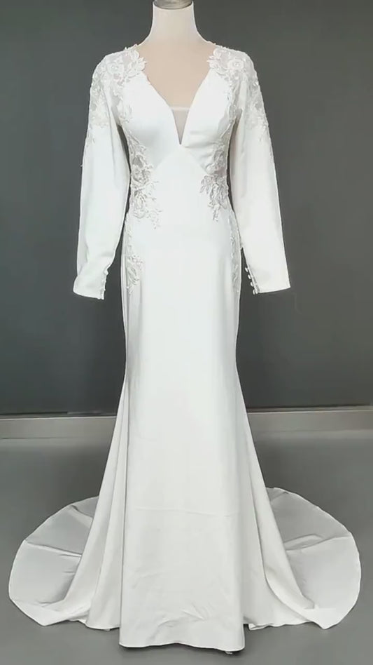 Bohemian elegant mermaid Lace Wedding  Dress /Beach wedding dress /bridal gown/ bohemian lace dress/  lace dress