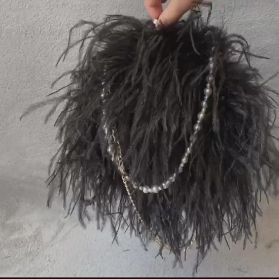 Colours /Ostrich feather wedding bag /wedding shoulder chain bag/ occasion bag /evening feather bag/ party bag
